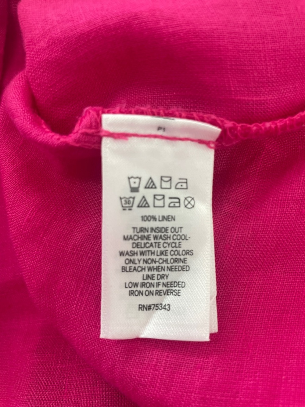 Vibrant Fuchsia Split V-Neck Linen Tunic - Picture 7 of 7
